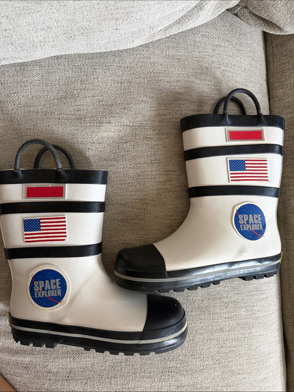 Western Chief Kids 'Space Explorer' White & Black Rain Boots